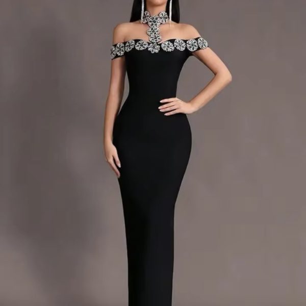 Diamond rose design dinner dress